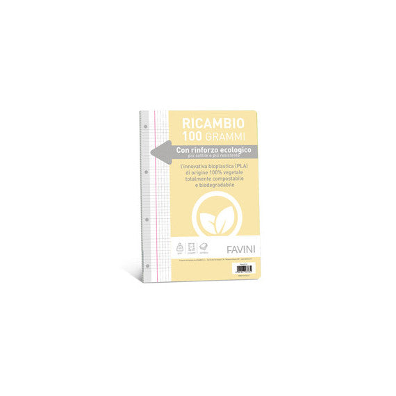 Ricambi c/rinforzo ecologico - A4 - 100gr - 40 fg - 5mm c/margine - Favini