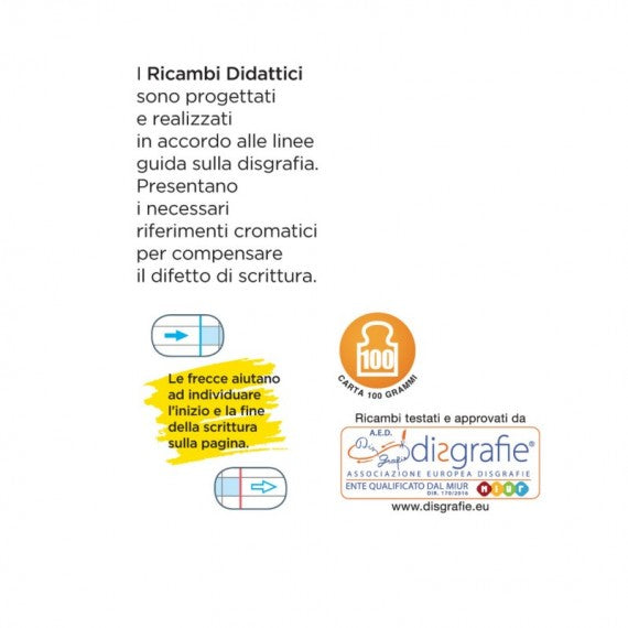 Ricambi didattici forati - A4 - 40 fogli carta 100 gr - 5 mm+ - Blasetti
