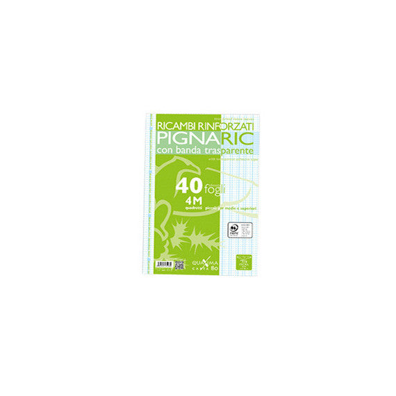 Ricambi forati rinforzati Pignaric - A4 - quadretto 4mm - 40 fogli - 80gr - Pigna