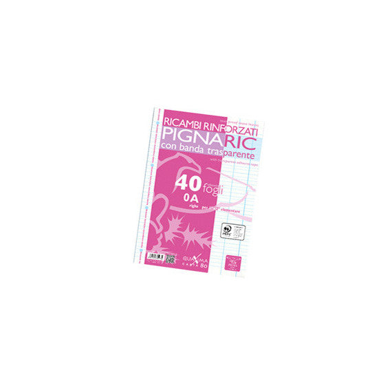 Ricambi forati rinforzati Pignaric - A4 - rigo di 1a - 40 fogli - 80gr - Pigna