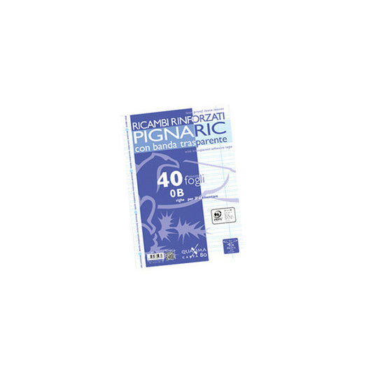 Ricambi forati rinforzati Pignaric - A4 - rigo di 3a - 40 fogli - 80gr - Pigna