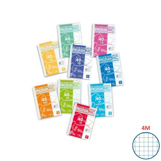 Ricambi per quaderni Pignaric Pigna a 4 fori 80 g/m² A5 4mm Conf. 40 fogli - 02208304M