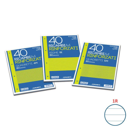 Ricambi rinforzati Blasetti in carta bianca usomano con 4 fori rinforzati in plastica 80 g/m² A4 1R - 2331
