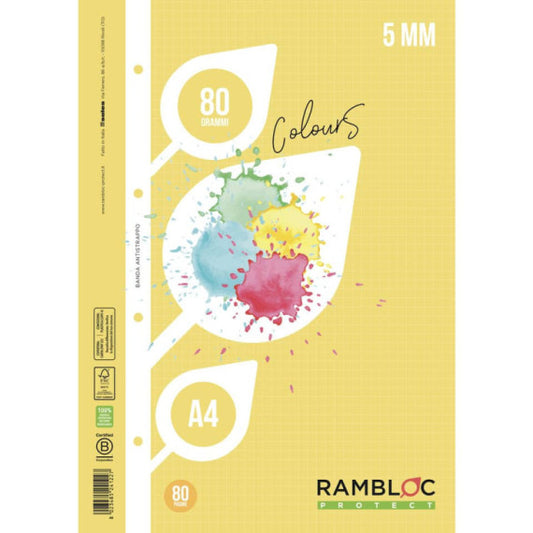 Ricambio rinforzato quaderni ad anelli Rambloc formato A4 colore giallo - 5 mm - 90524122