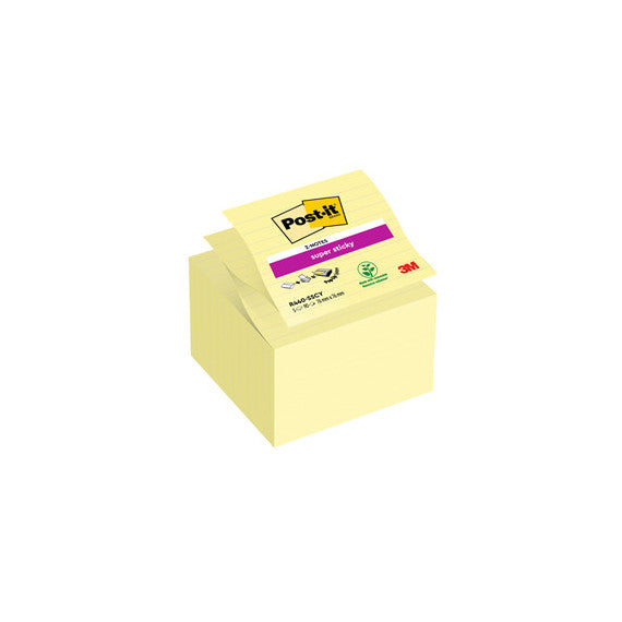 Ricarica foglietti Post it® Super Sticky - R440-SSCY - a righe - 101 x 101 mm - giallo Canary™ - 90 fogli - Post it®