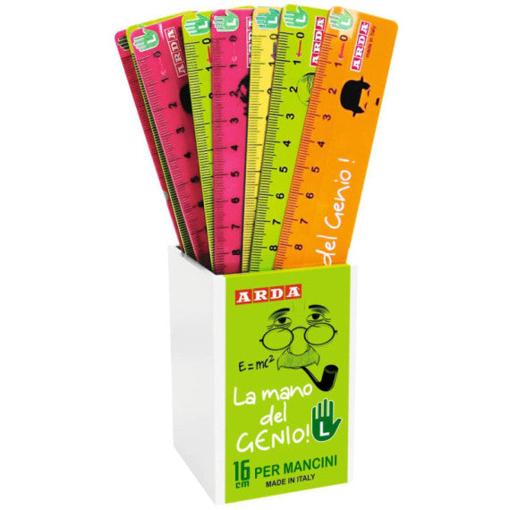 Righelli per mancini Arda 16 cm in conf. da 16 pezzi colori assortiti fluo 17DMANBAR