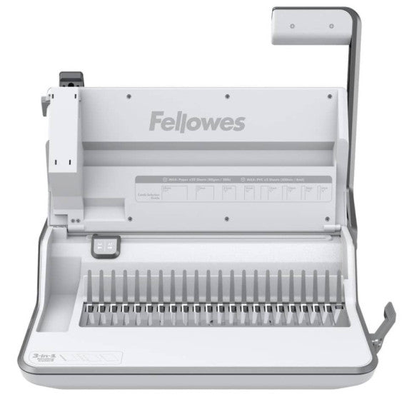 Rilegatrice 3 in 1 Fellowes Lyra a dorsi plastici, pinzatrice e perforatrice 2/4 fori bianco - 5603101