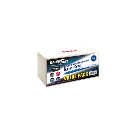 Roller a scatto Energel Slim - punta 0,7 mm - blu - value pack 20+4 pezzi