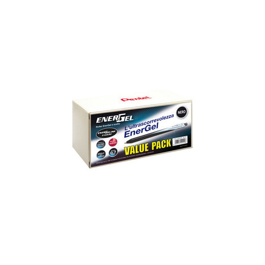 Roller a scatto Energel Slim - punta 0,7 mm - nero - value pack 20+4 pezzi