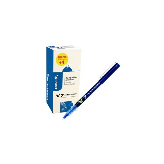 Roller con cappuccio Hi Tecpoint V7 - punta 0,7mm - blu  - Pilot - conf. 16 + 4 pezzi