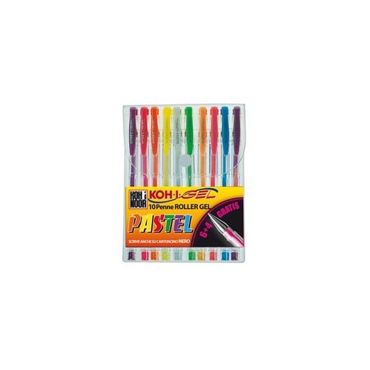Roller gel colorati - colori pastel - Koh I Noor - astuccio 10 roller