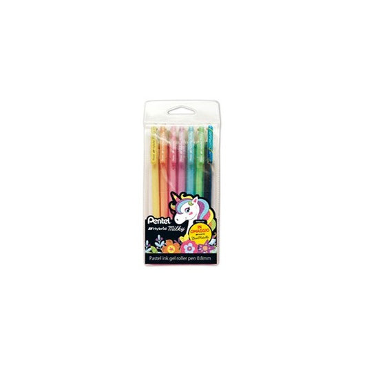 Roller gel Hybrid Milky - punta 0,8 mm - colori assortiti pastel - Pentel - astuccio 6 + 1 pezzi