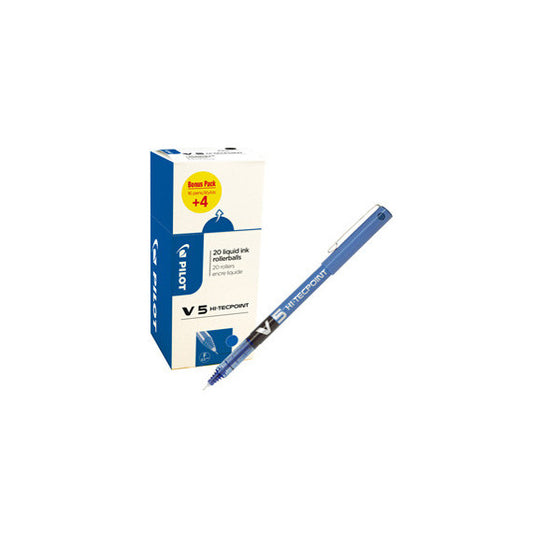 Roller Hi Tecpoint V5 con cappuccio - punta 0,5mm - blu  - Pilot - conf. 16 + 4 pezzi