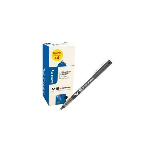 Roller Hi Tecpoint V5 con cappuccio - punta 0,5mm - nero - Pilot - conf. 16 + 4 pezzi