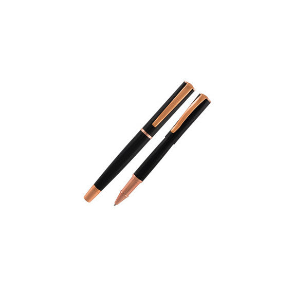 Roller Linea Impressa - punta M - nero/rosegold - Monteverde