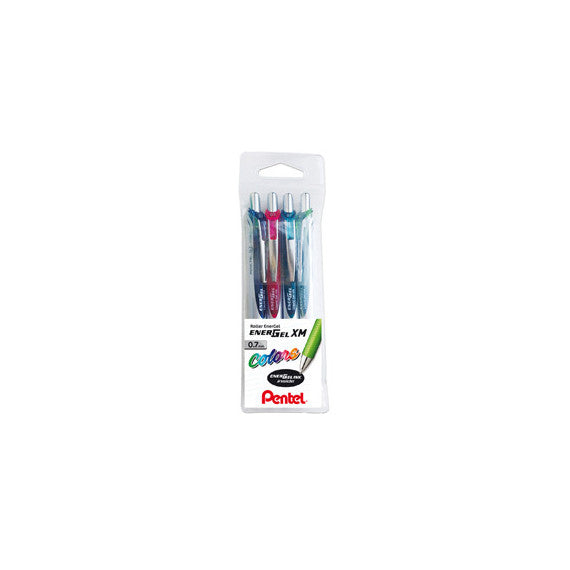 Roller scatto Energel XM - punta 0,7 mm - colori assortiti - Pentel - astuccio 4 pezzi