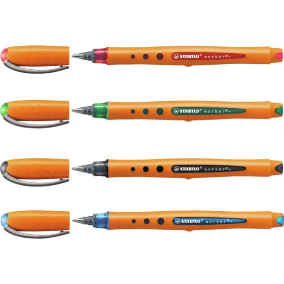 Roller Stabilo Worker 0,5 mm assortiti  confezione da 4 - 2018/4
