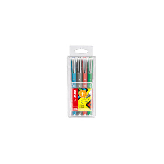 Roller  Worker Colorful con cappuccio - tratto 0,5mm - colori assortiti  - Stabilo - astuccio 4 roller