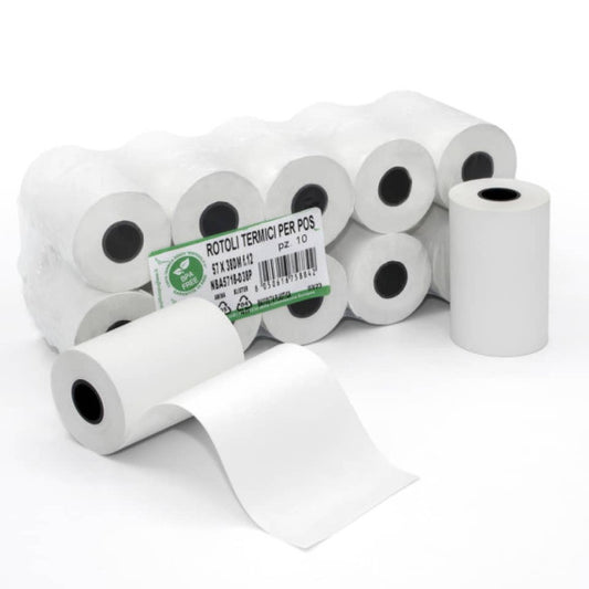 Rotoli POS Rotolificio Pugliese BPA Free Exclusive carta termica 57 mm x 20 m 48 g/m² f. 12 mm - cf. 10 pz - 5720-D40P