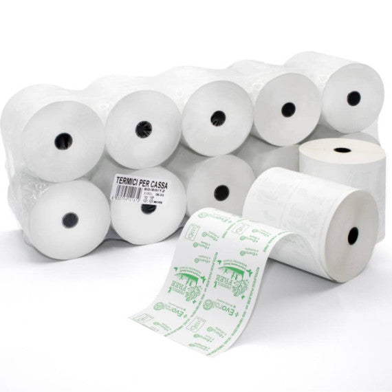 Rotoli registratore di cassa Rotolificio Pugliese Evoroll lunga durata 80 mm x 80 m foro 12 mm  conf. da 10 - 7980T10
