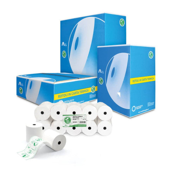 Rotoli registratore di cassa Rotolificio Pugliese Exclusive BPA FREE 80 mm x 80 m 48 g/m² - f. 12 mm conf. 10 pz NBA798