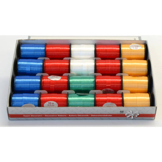 Rotolino nastro lucido Bolis 10x10 m - colori lucidi classici mini rolls - conf. 20 pz - 55011073448