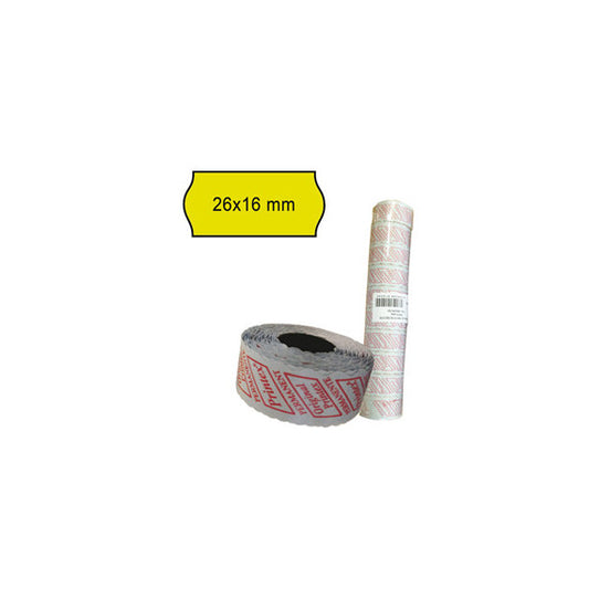 Rotolo da 1000 etichette a onda per Printex Smart 16/2616 e Z Maxi 6/2616 - 26x16 mm - adesivo permanente - giallo - Pri