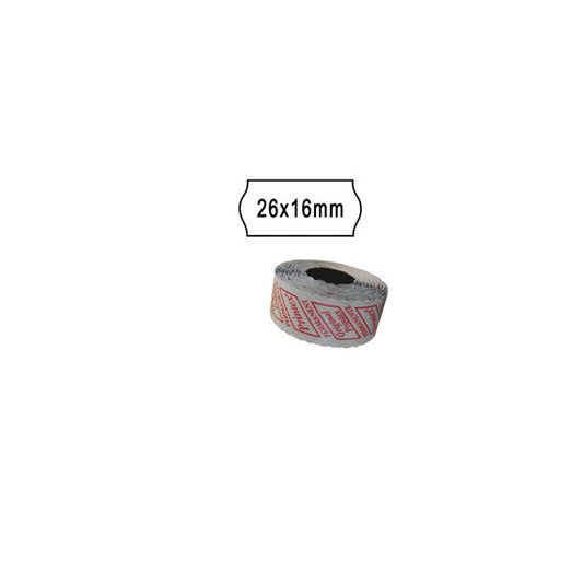 Rotolo da 1000 etichette a onda per Printex Smart 16/2616 e Z Maxi 6/2616 - 26x16 mm - adesivo removibile - bianco - Pri