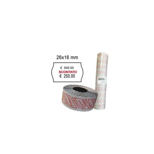 Rotolo da 1000 etichette a onda per Printex Smart 16/2616 - SCONTATO - 26x16 mm - adesivo permanente - bianco - Printex