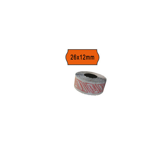 Rotolo da 1000 etichette a onda per Printex Smart 8/2612 - 26x12 mm - adesivo permanente - arancio - Printex - pack 10 r