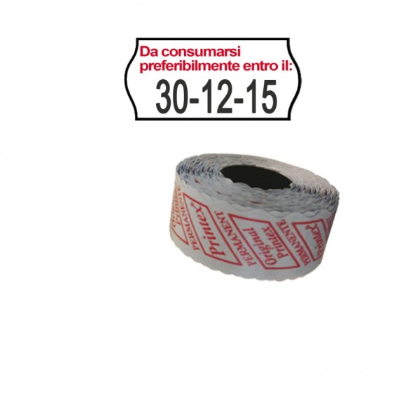 Rotolo da 1000 etichette a onda per Printex Smart 8/2612 - DA CONSUMARSI… - 26x12 mm - adesivo permanente - bianco -