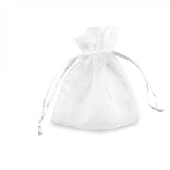 Sacchetti bomboniera Milly - 8,5 x 10 cm - organza - bianco - PNP - conf. 20 pezzi