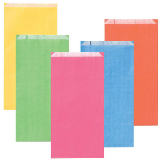 Sacchetti in carta Multicolor 12x22 + 4 cm conf. 100 pz Rex-Sadoch tinte unite chiare assortite - MLC04LIT
