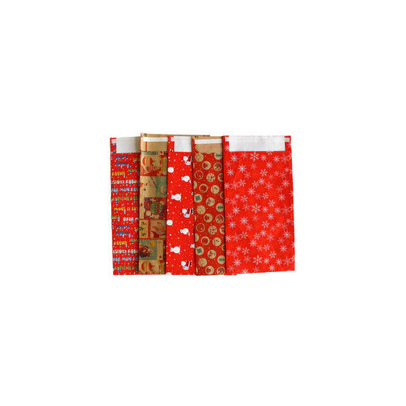 Sacchetto regalo - fantasia Natale assortite - c/ patella adesiva - 26 x 40 + 5 cm - carta - Sadoch
