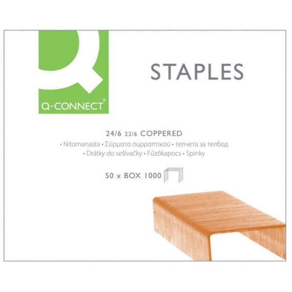 Scatola 1000 punti per cucitrice Q-Connect 24/6 rame - KF01279