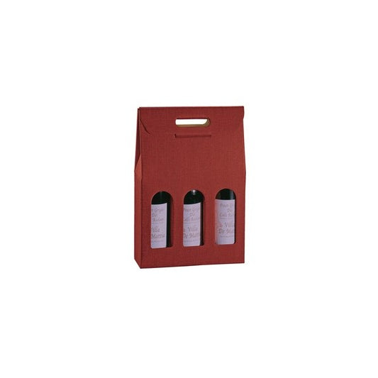 Scatola - 3 bottiglie - 27 x 9 x 38,5 cm - cartone seta - bordeaux - Scotton