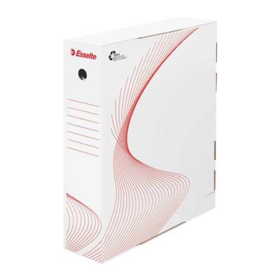 Scatola archivio Esselte BOXY LG per tabulati bianco/rosso 39,5x31x8 cm 128500