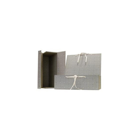 Scatola archivio in legno - con fettuccia - 38x27 cm - dorso 12 cm - grigio - Brefiocart