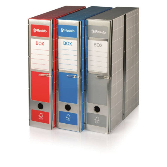 Scatola con cerniera in metallo Box 1 - apertura parziale Brefiocart 37,5x29,5 cm dorso da 9 cm blu - RESX101.BL