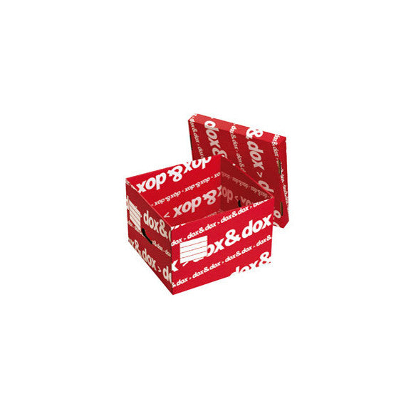 Scatola Dox&Dox - con coperchio - 39,5x28x35,5 cm - bianco e rosso - Esselte Dox