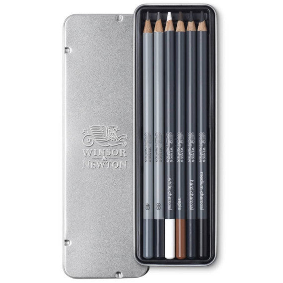 Scatola in metallo 6 matite da schizzo assortite Winsor&Newton nero 0490011
