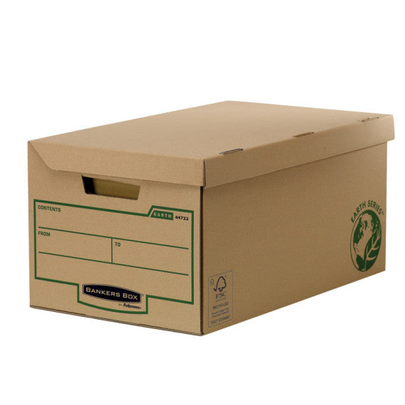 Scatola maxi Bankers Box Earth Series - con coperchio a ribalta - 37,8 x 28,7 x 54,5 cm - avana - Fellowes - conf. 10 pe
