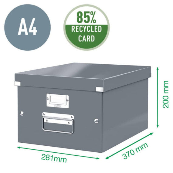 Scatola per archiviazione universale ''M'' Leitz CLICK & STORE bianco metallizzato 28,1x20x37 cm - 60440001