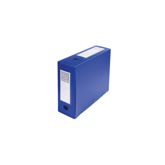 Scatola per archivio box - con bottone - 25x33 cm - dorso 10 cm - blu - Exacompta