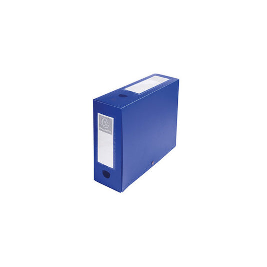 Scatola per archivio box - con bottone - 25x33 cm - dorso 10 cm - blu - Exacompta