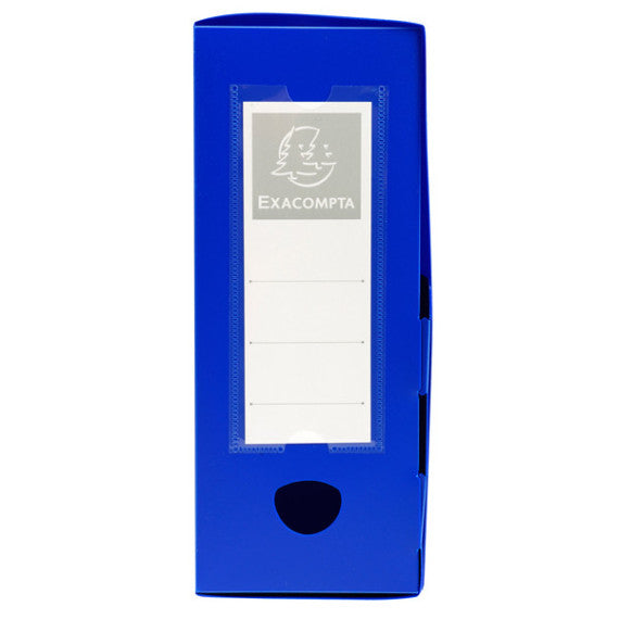 Scatola per archivio box - con bottone - 25x33 cm - dorso 10 cm - blu - Exacompta