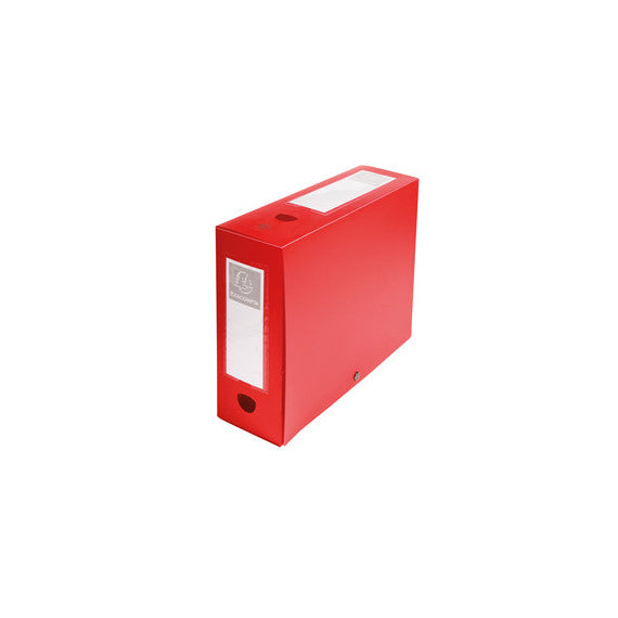 Scatola per archivio box - con bottone - 25x33 cm - dorso 10 cm - rosso - Exacompta