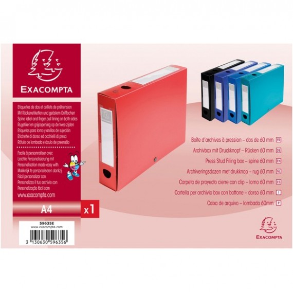 Scatola per archivio box - con bottone - 25x33 cm - dorso 6 cm - rosso - Exacompta