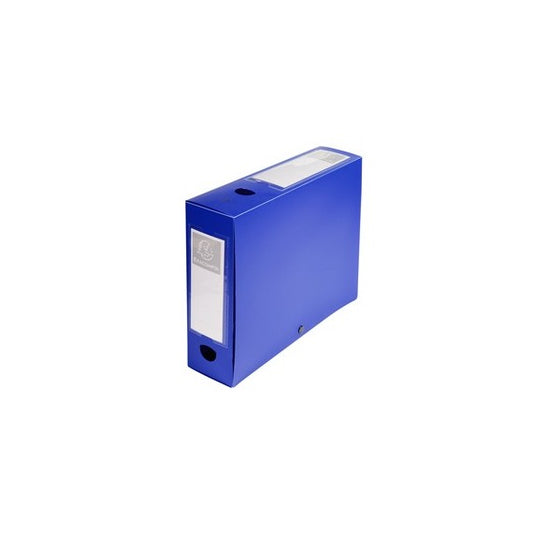 Scatola per archivio box - con bottone - 25x33 cm - dorso 8 cm - blu - Exacompta