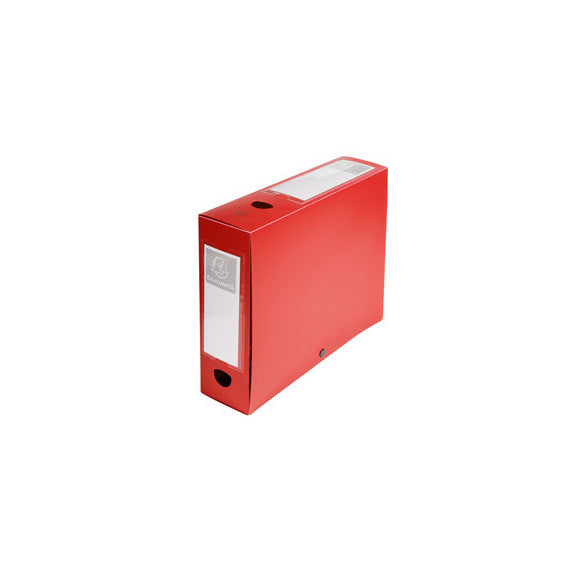 Scatola per archivio box - con bottone - 25x33 cm - dorso 8 cm - rosso - Exacompta